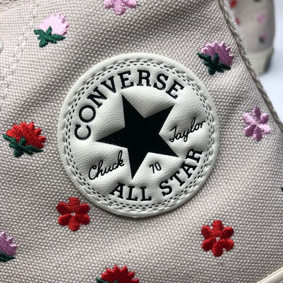 Converse Women's High Top Chuck 70 Floral Sneakers Taupe Size US 8.5 - Picture 9 of 11